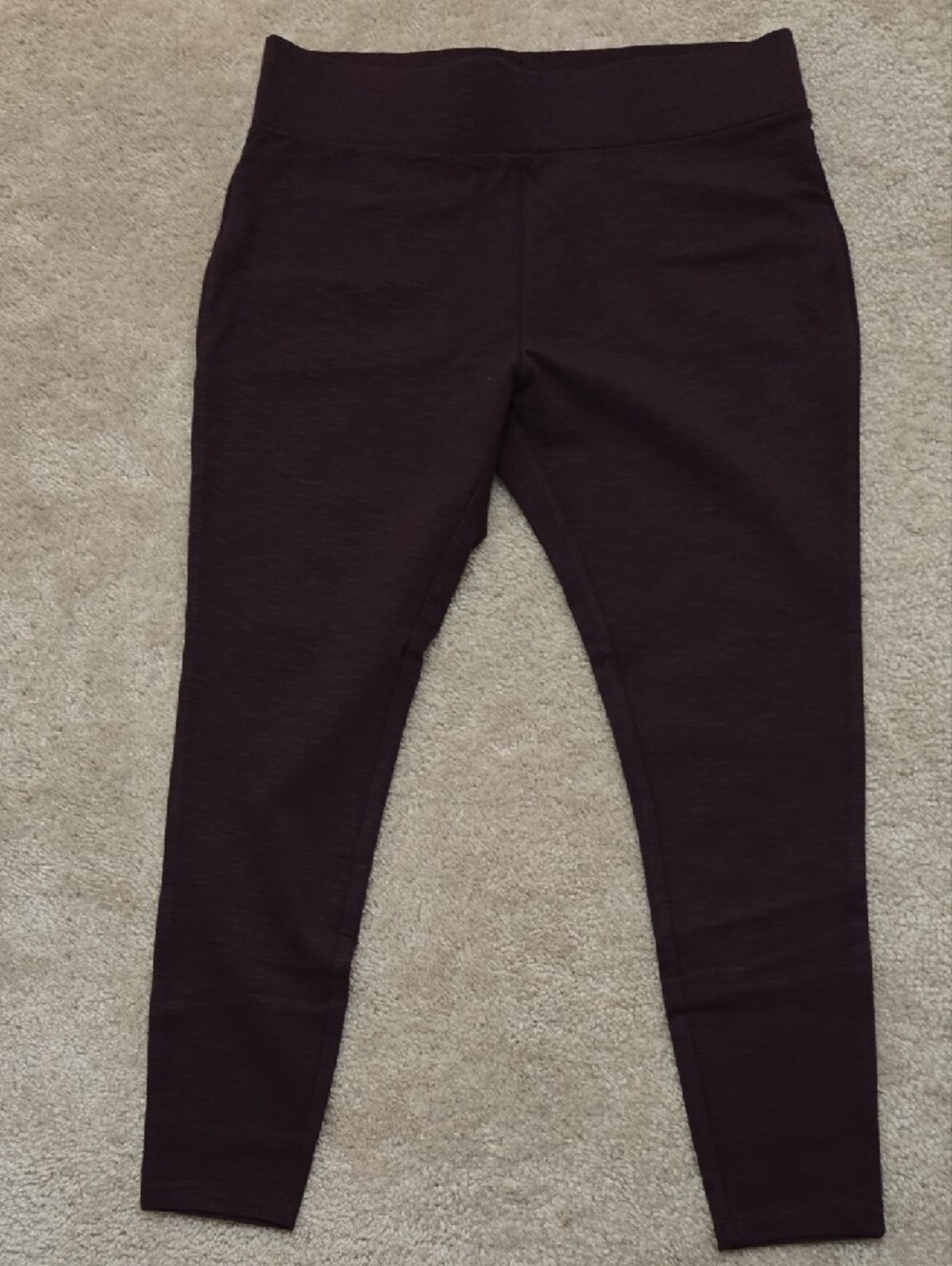High-Waist Slim Leg Pants in Deep Plum
